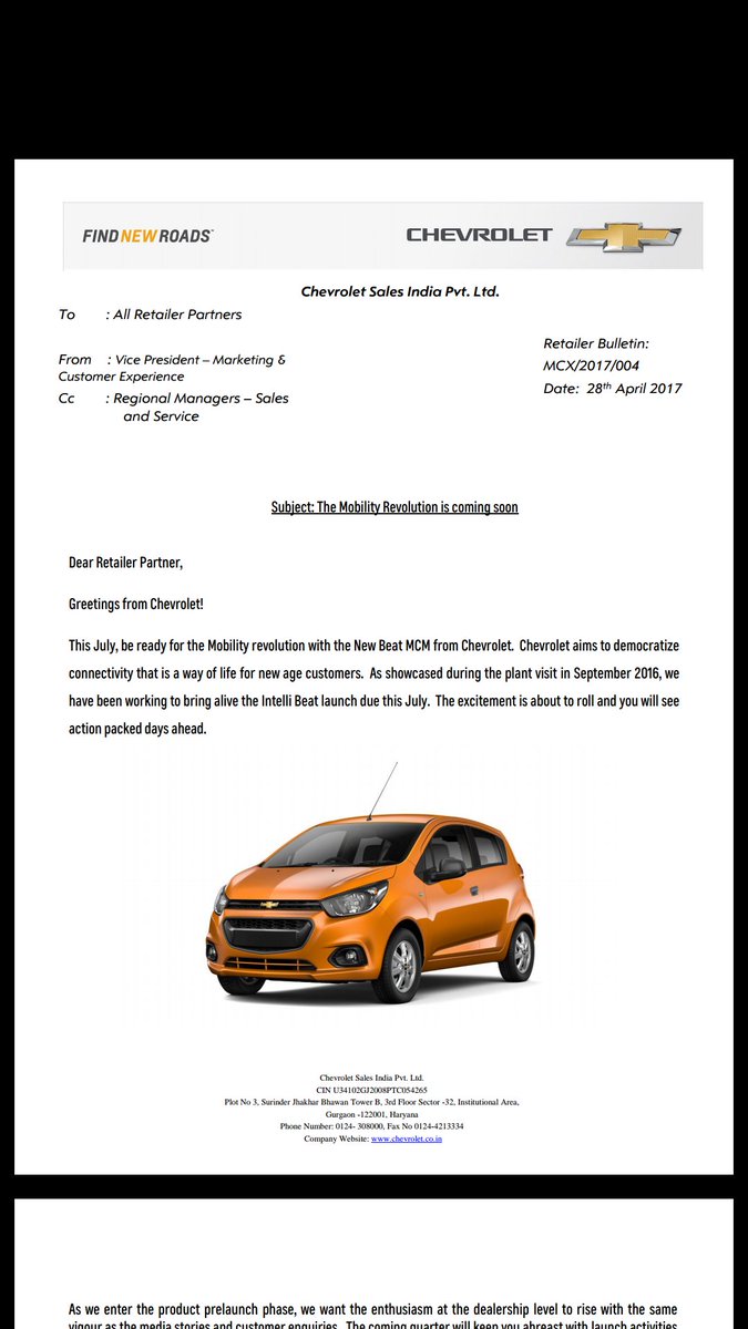 chevrolet customer service india