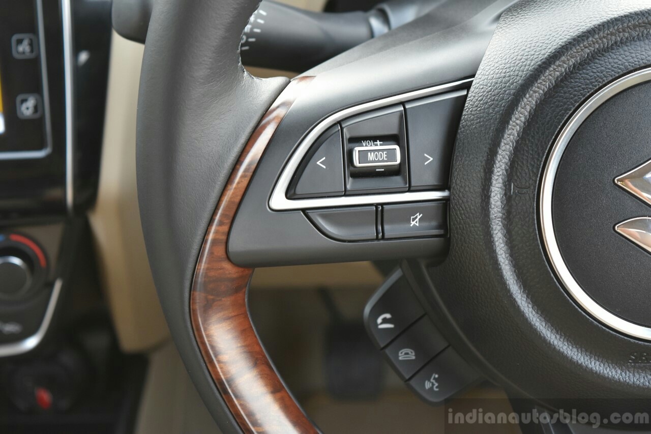 2017 Maruti Dzire steering controls First Drive Review
