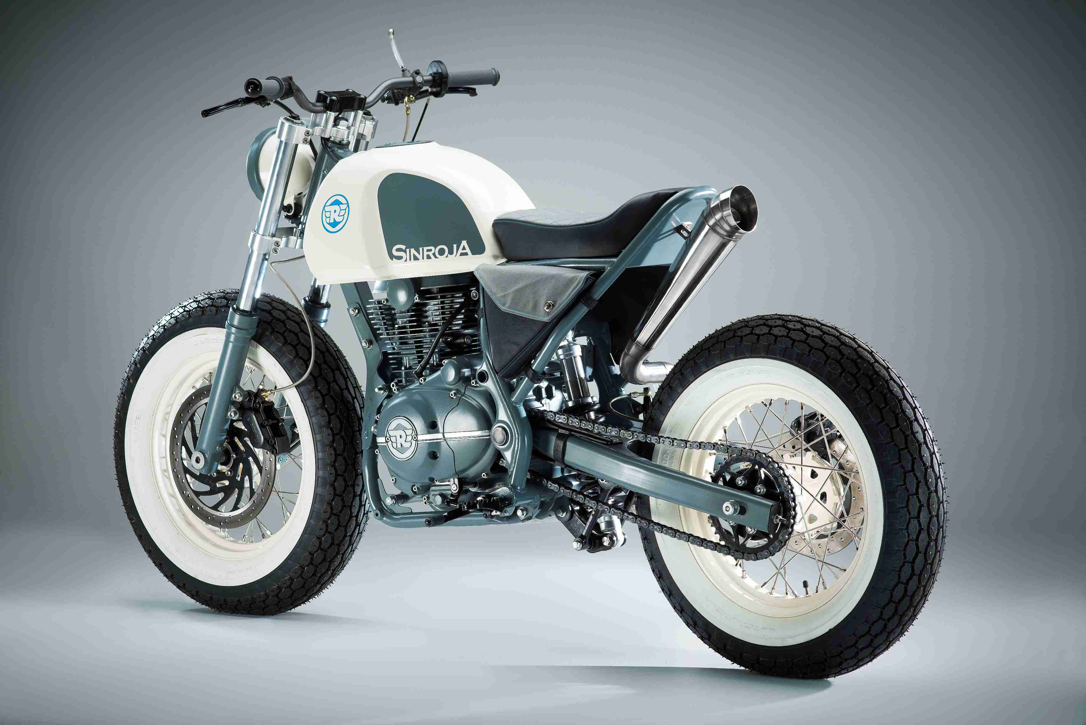 Royal Enfield Himalayan Gentleman Brat studio rear three 