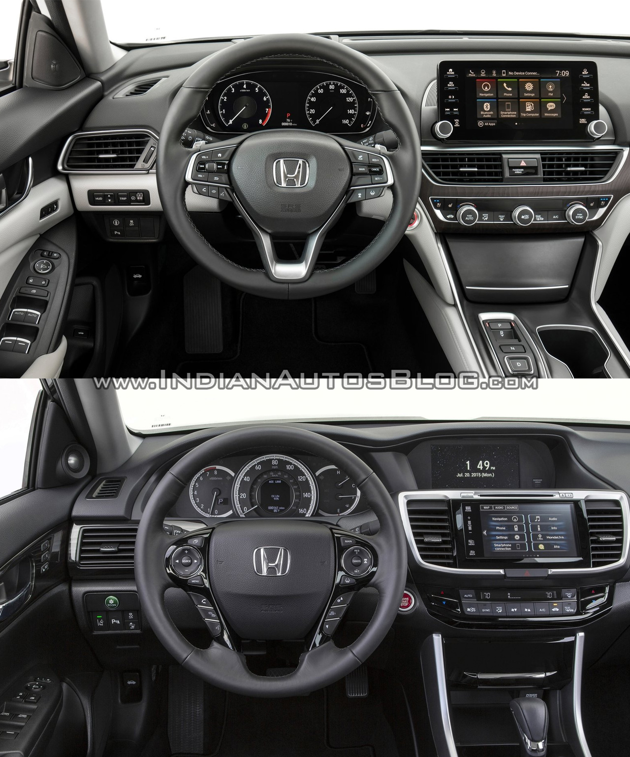 2018 Honda Accord vs. 2016 Honda Accord interior dashboard 