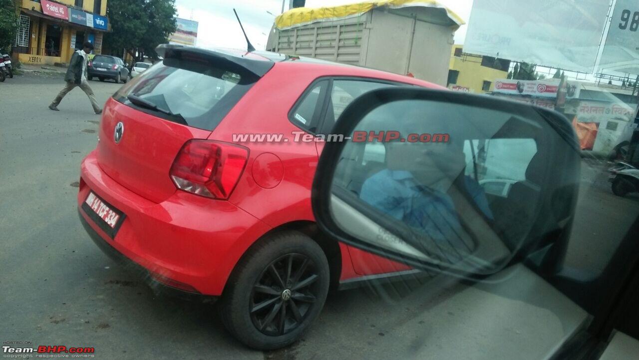 Dual tone red & black VW Polo spotted on test in Pune