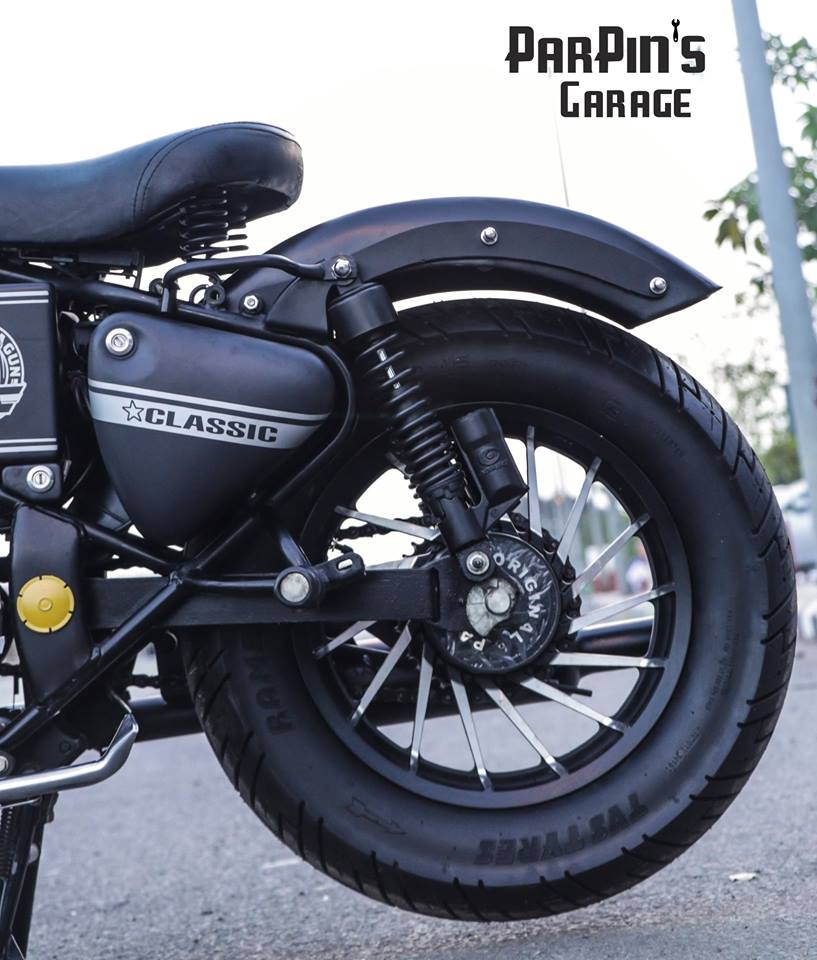 Royal Enfield Classic 350 In Matte Yellow By Parpin S Garage Rear Three Quarter