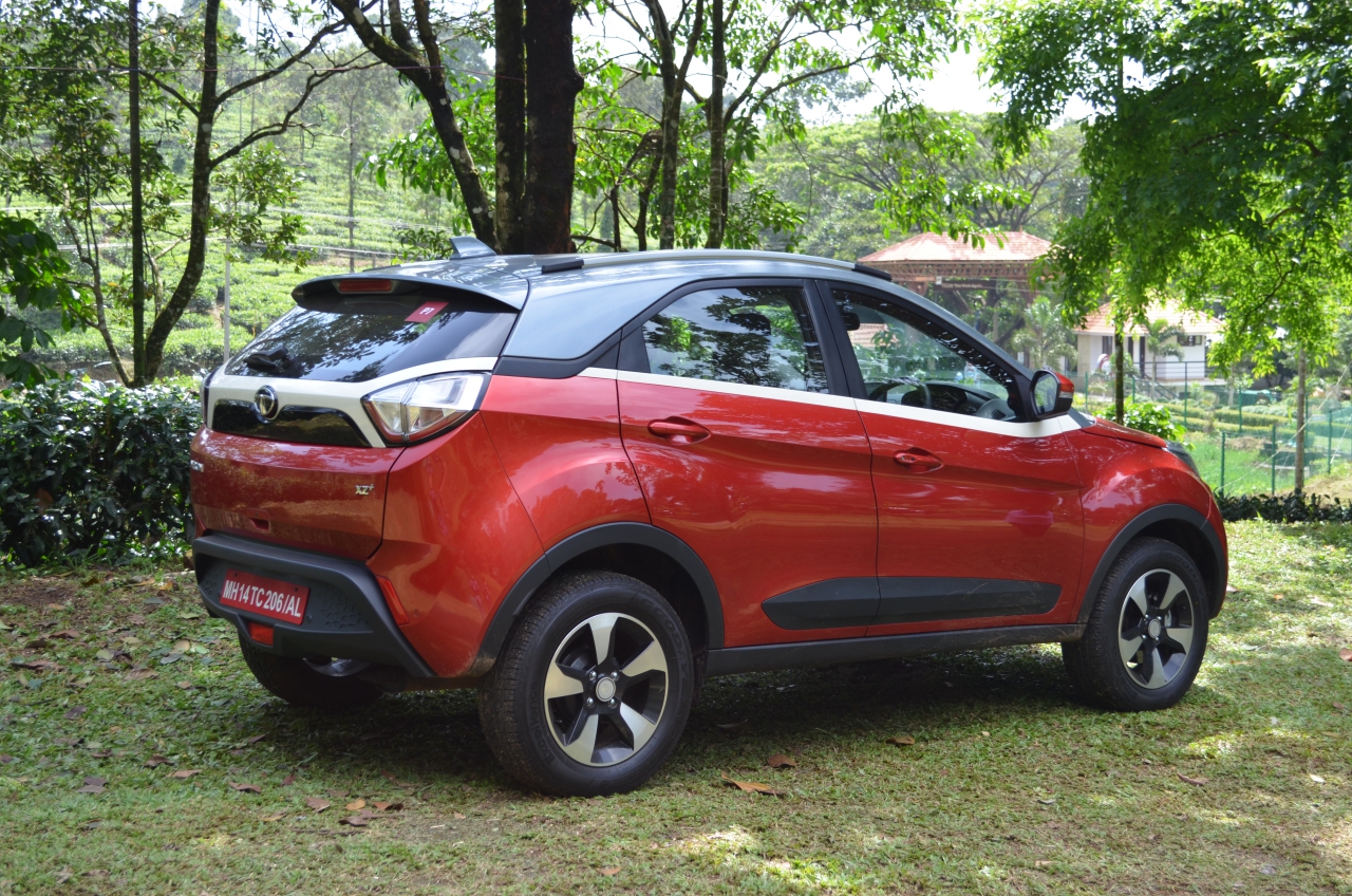 Tata Nexon Review Test Drive Rear Three Quarters