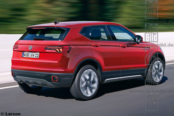 VW T Cross VW Polo based SUV rear digitally rendered