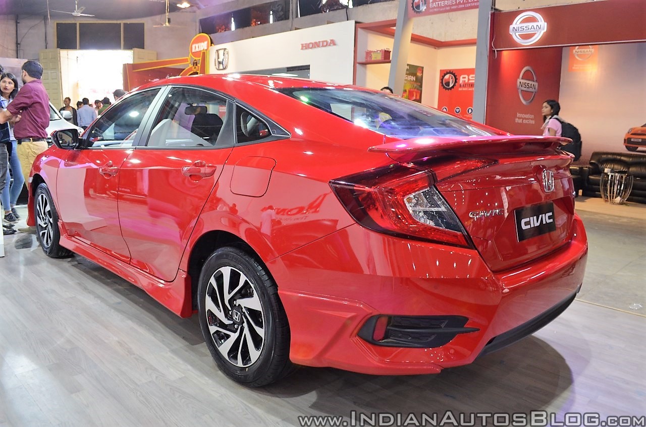 Honda Civic sedan rear three quarters at Nepal Auto Show 2017