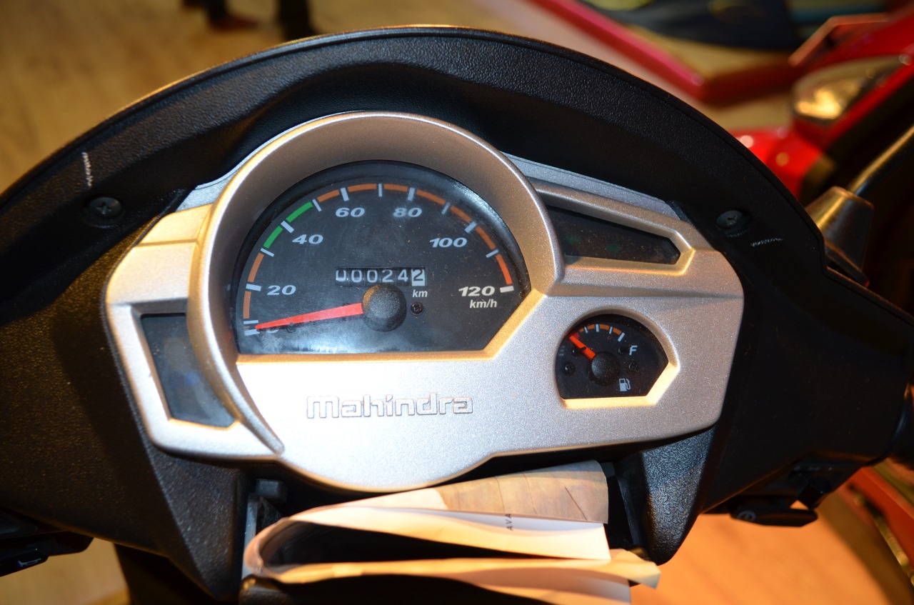 Mahindra Gusto 125 speedometer at Nepal Auto Show