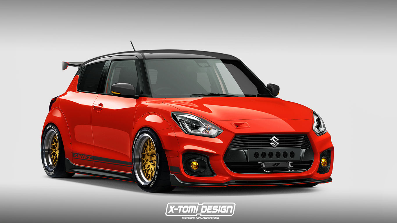 How about a 'slammed' widebody Suzuki Swift Sport modjob?