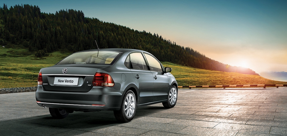 VW Vento rear three quarters