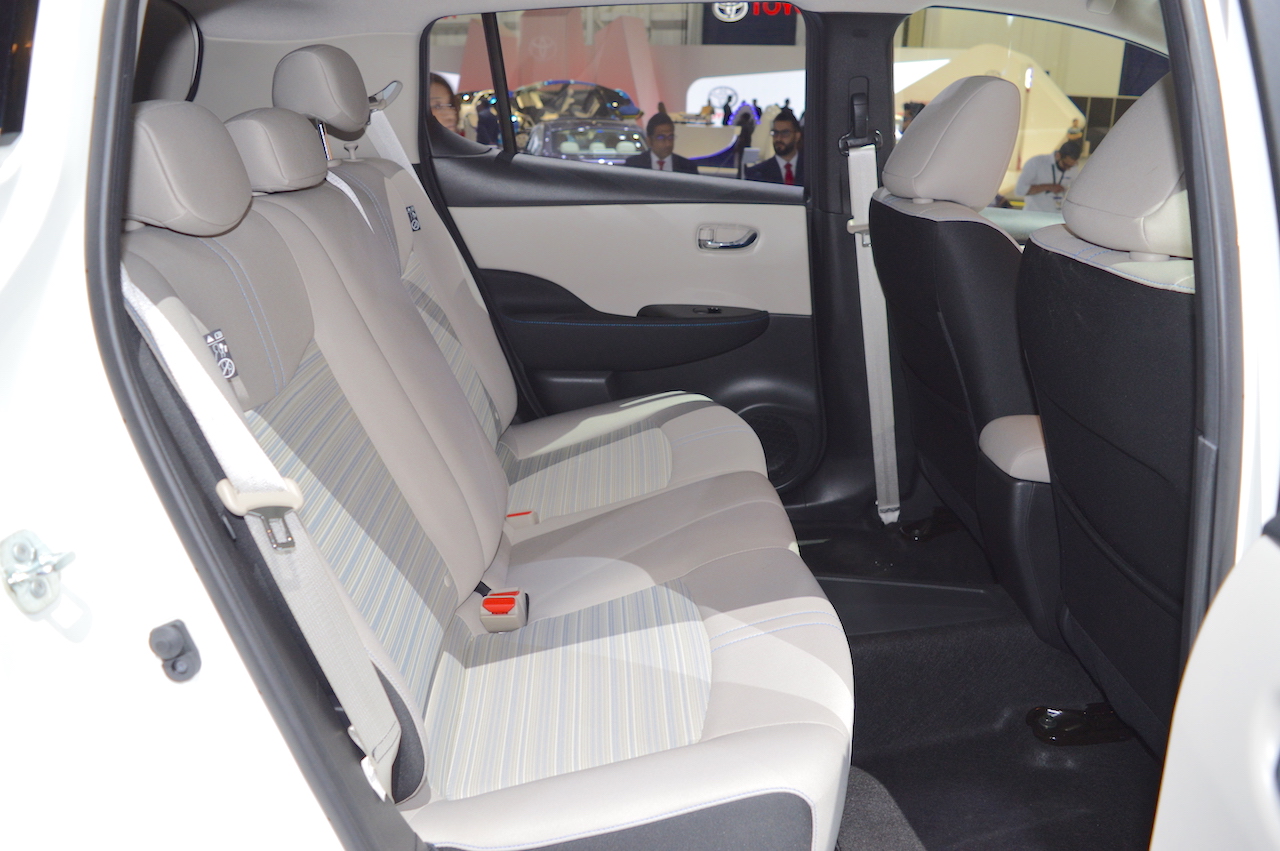 2018 Nissan Leaf rear seats at the 2017 Dubai Motor Show
