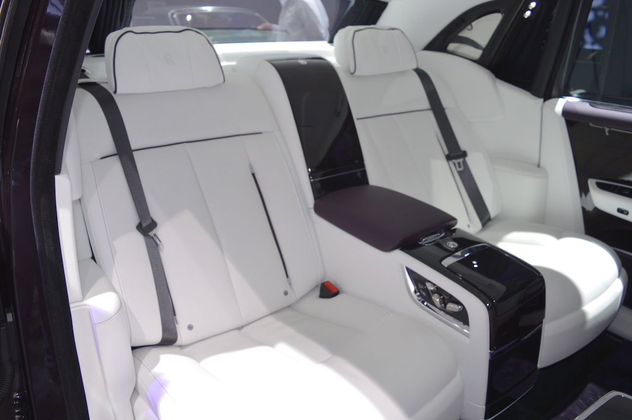 2018 RollsRoyce Phantom EWB rear seats at 2017 Dubai Motor Show