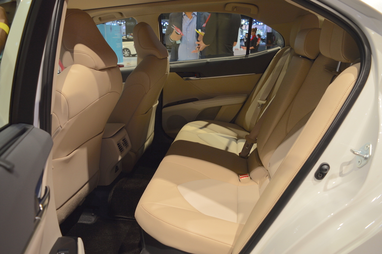 2018 Toyota Camry Hybrid rear seats at 2017 Dubai Motor Show