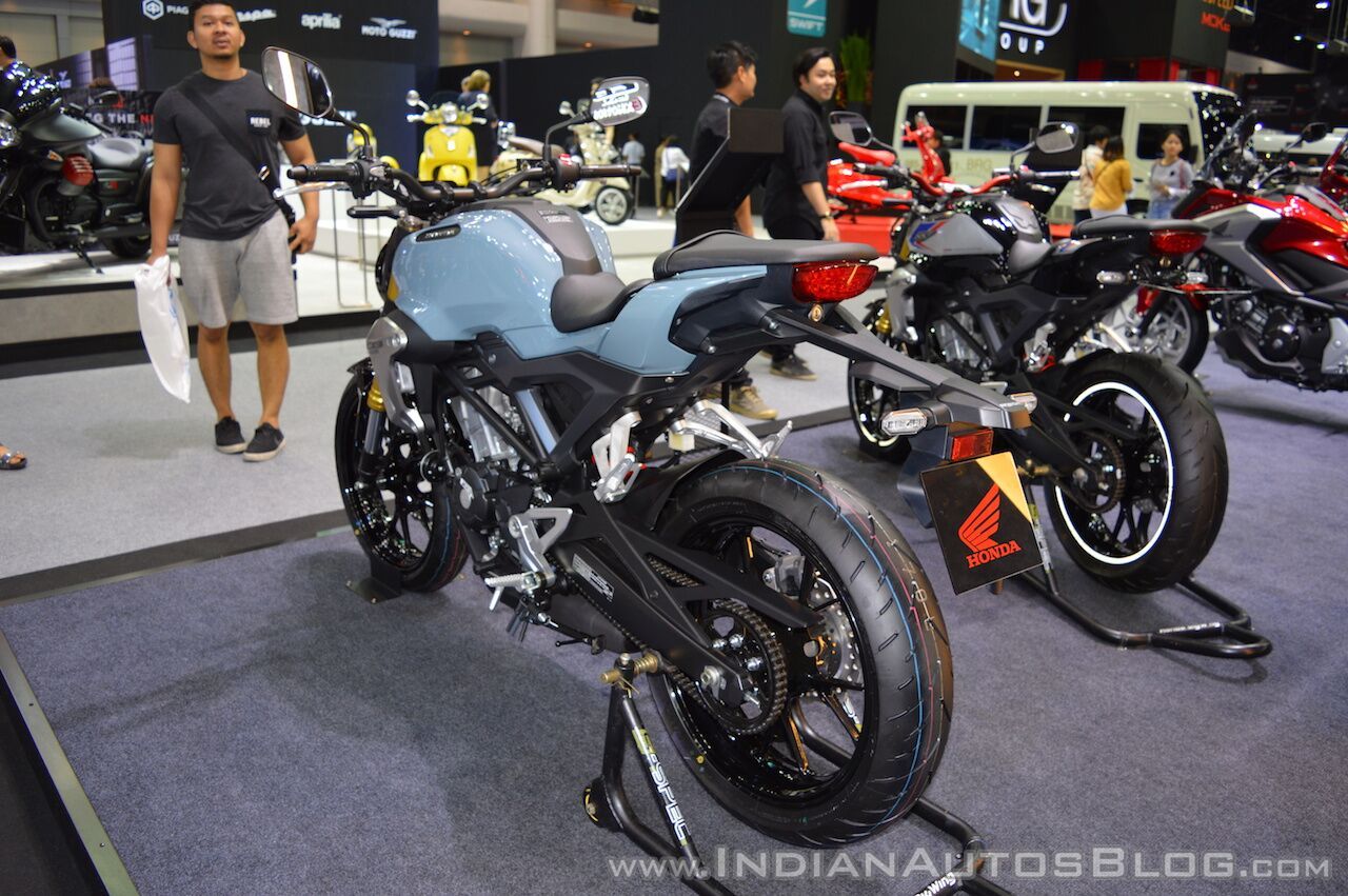 Honda CB150R ExMotion rear left quarter at 2017 Thai Motor Expo