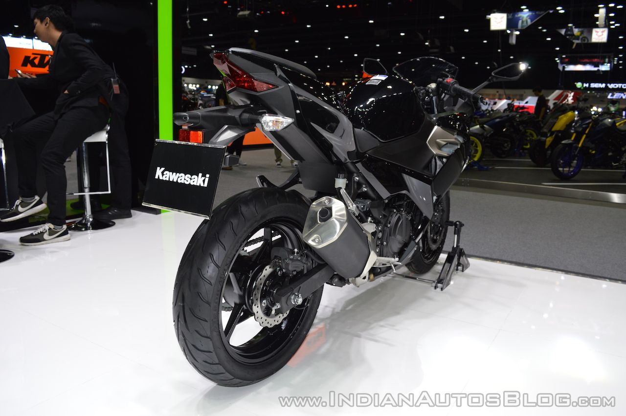 Kawasaki Ninja 400 Black rear right quarter at 2017 Thai Motor Expo