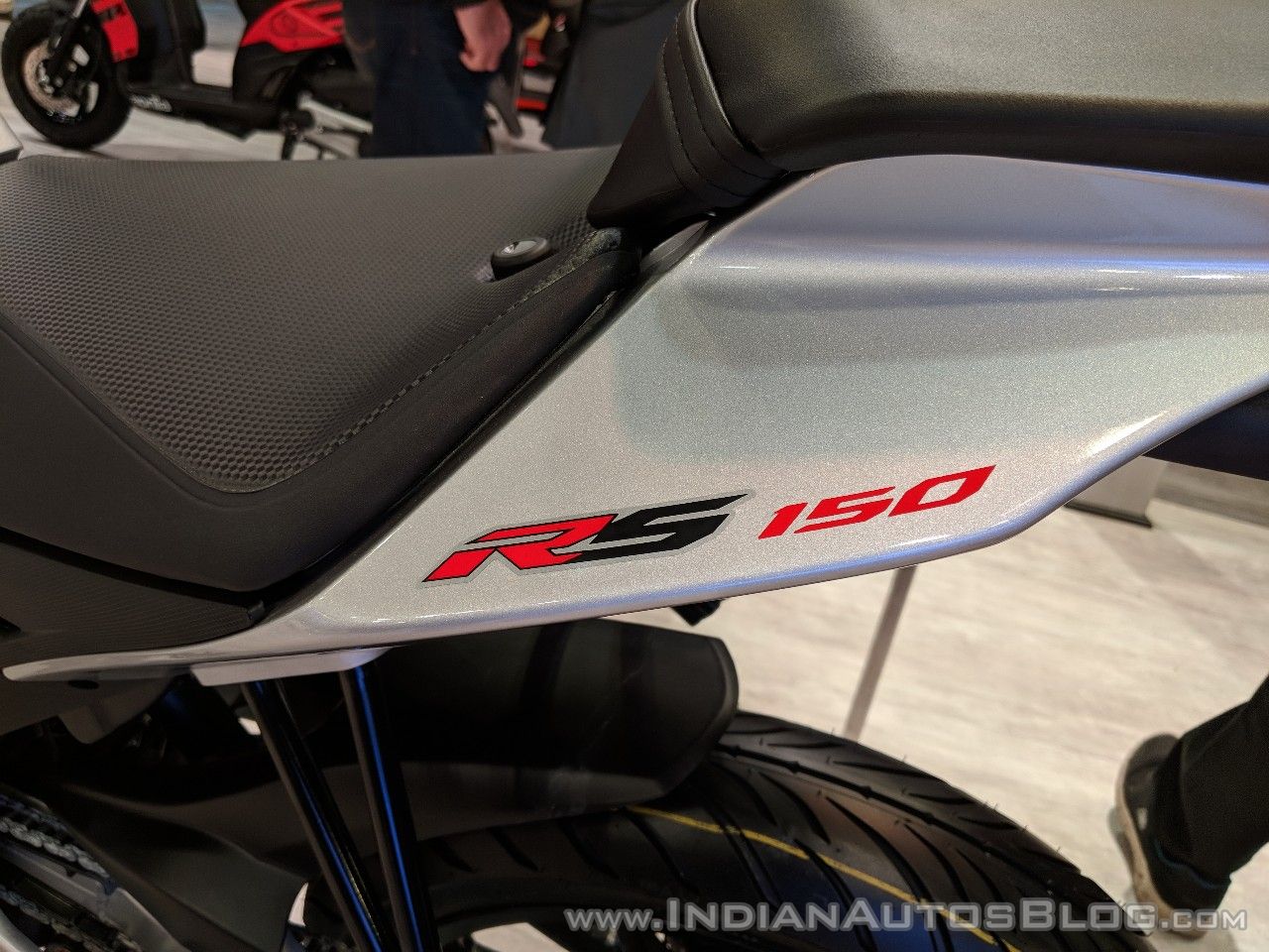 Aprilia RS 150 logo at 2018 Auto Expo