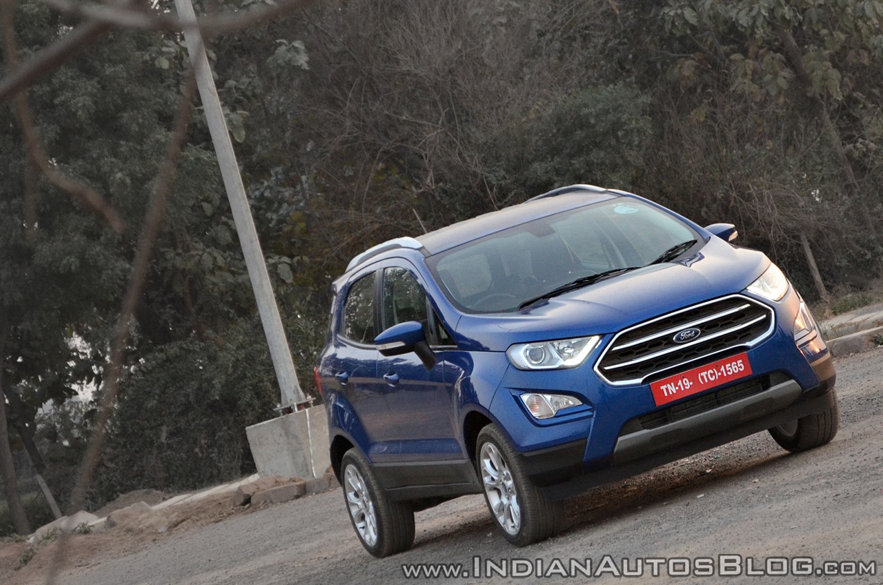 Ford EcoSport Petrol AT review front three quarters titl