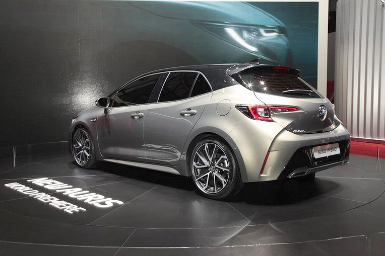 2018 Toyota Auris Hybrid rear three quarters at the 2018 