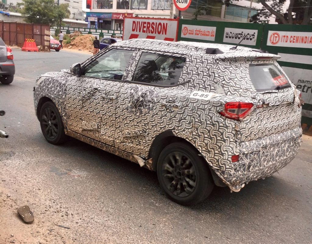 Mahindra S201 (SsangYong Tivoli derivative) spy shot rear three quarters