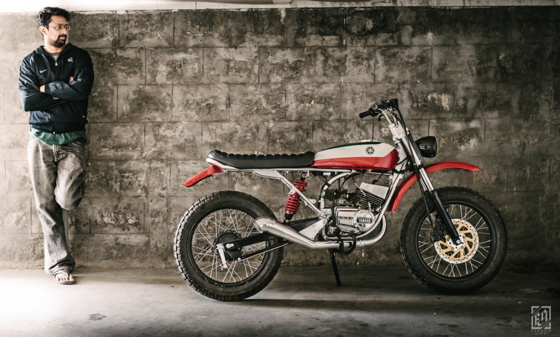 Yamaha Rx100 Modified Scrambler Side Profile