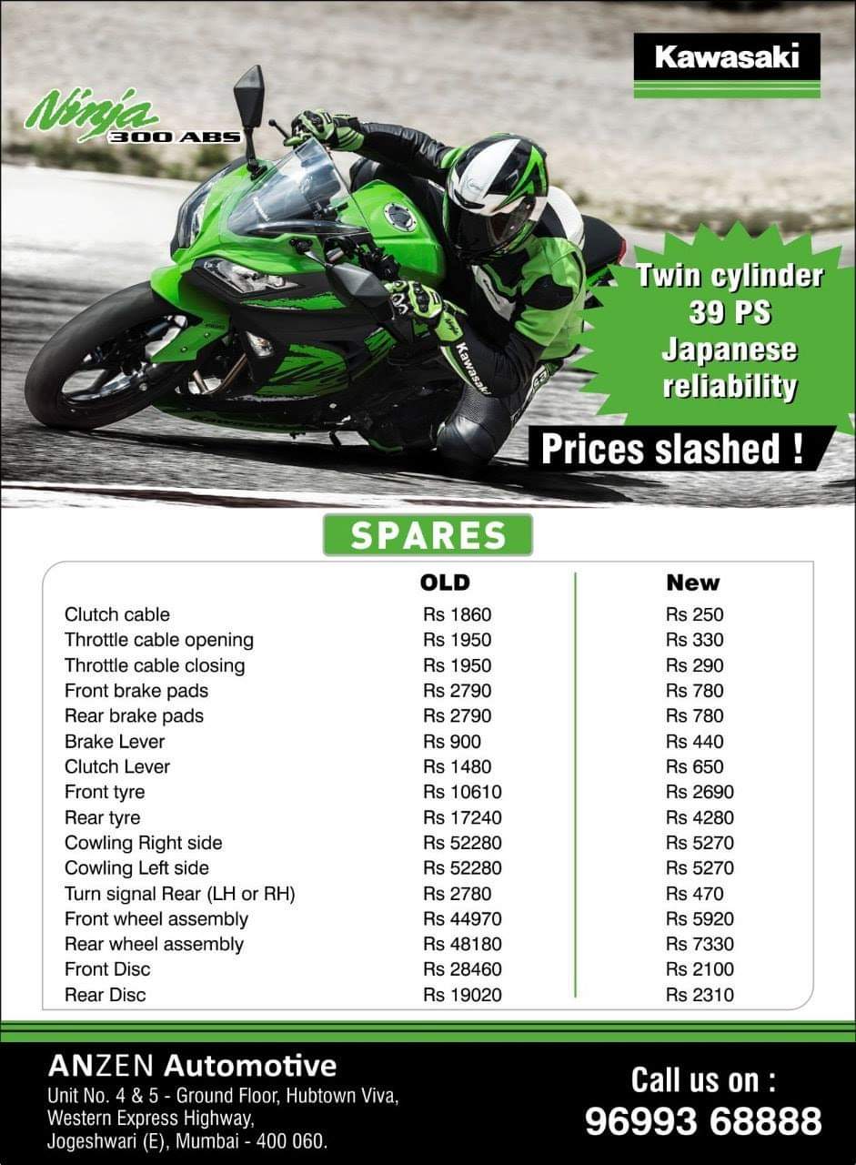 Kawasaki Ninja 300's receive price cut