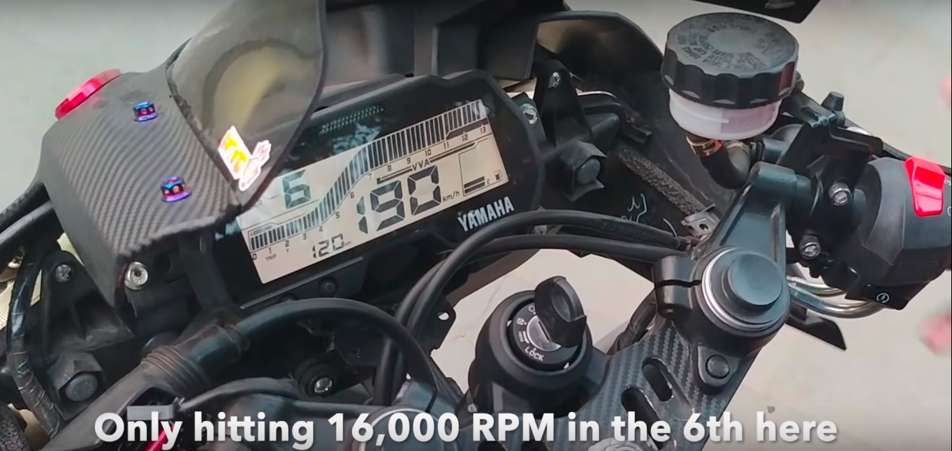 Souped-up Yamaha YZF-R15 V3.0 hits 16,000 rpm; clocks 190 kph [Video]