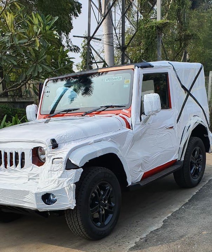 Red 2020 Mahindra Thar With All The Production Elements Spied