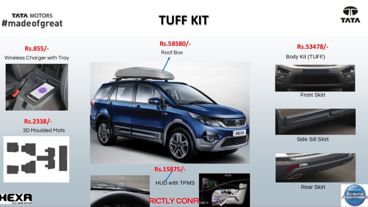 Tata hexa genuine store accessories price list