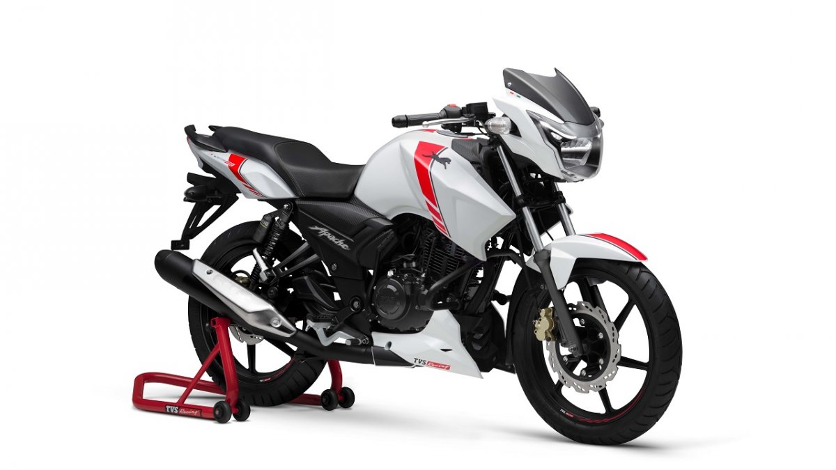 Tvs Apache Rtr 160 2v White Race Edition Launched