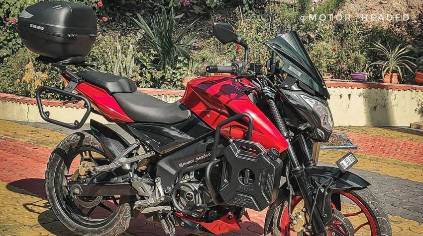 Bajaj Pulsar Ns0 Neatly Modified For Long Distance Touring