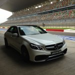 front right three quarter of the 2014 Mercedes E 63 AMG