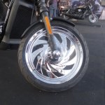 Harley Davidson Street 750 front chrome alloy wheel at The India Bike Week 2014
