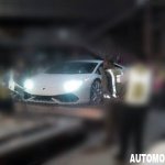 Lamborghini Huracan spied Indian airport headlights