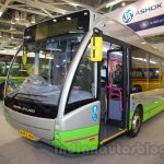 Ashok Leyland Optare Versa EV front quarter at the Bus and Special Vehicles Show 2015