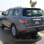 Nissan Patrol rear three quarter left from its preview in India