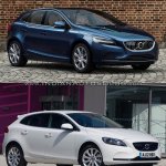 2016 Volvo V40 (facelift) front three quarters right side old vs. new