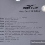 Moto Guzzi V9 Bobber specifications at Auto Expo 2016