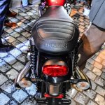 Triumph Bonneville Street Twin Red rear end at Auto Expo 2016