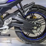 Yamaha R15 V2 Revving Blue swingarm at Auto Expo 2016