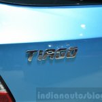 Tata Tiago badge at Geneva Motor Show 2016