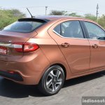 Tata Tigor petrol rear quarter dynamic First Drive Review