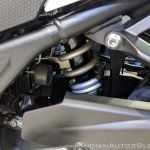 2018 Yamaha YZF-R3 Blue rear suspension at 2018 Auto Expo