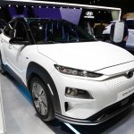 Hyundai Kona Electric front three quarters at 2018 Geneva Motor Show