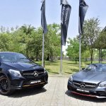 Mercedes-AMG GLE 43 4MATIC Coupe ‘OrangeArt’ and SLC 43 ‘RedArt’ front three quarters