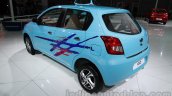 Accessorized Datsun Go at Auto Expo 2014 rear quarter blue