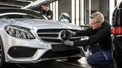 Mercedes-Benz C-Class Bremen plant inauguration logo on grille press shot