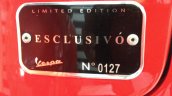 Vespa Esclusivo limited edition red numbered badge