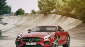 Mercedes AMG GT press image front three quarter red