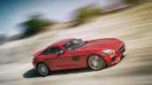 Mercedes AMG GT press image red front three quarter tracking shot