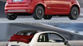 2016 Fiat 500 (facelift) vs 2007 Fiat 500 cabrio rear three quarter Old vs New