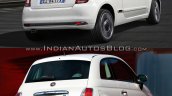 2016 Fiat 500 (facelift) vs 2007 Fiat 500 rear quarter Old vs New