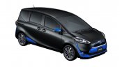 2016 Toyota Sienta front three quarter in black with blue accents unveiled in Japan